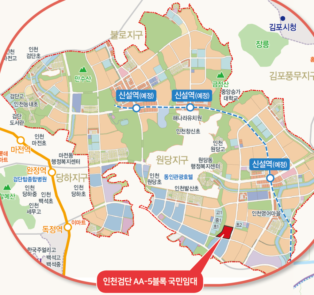 인천검단AA 5블록 인천검단LH13단지 위치도