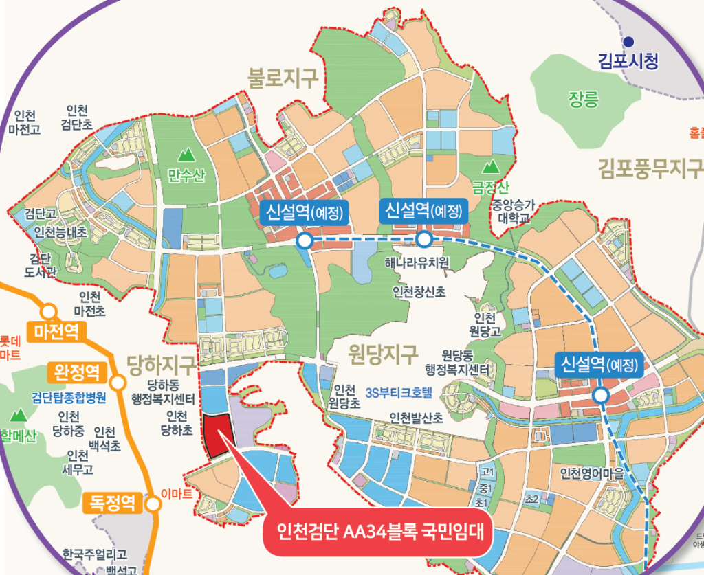 인천검단AA34블록 인천검단LH36단지 위치도