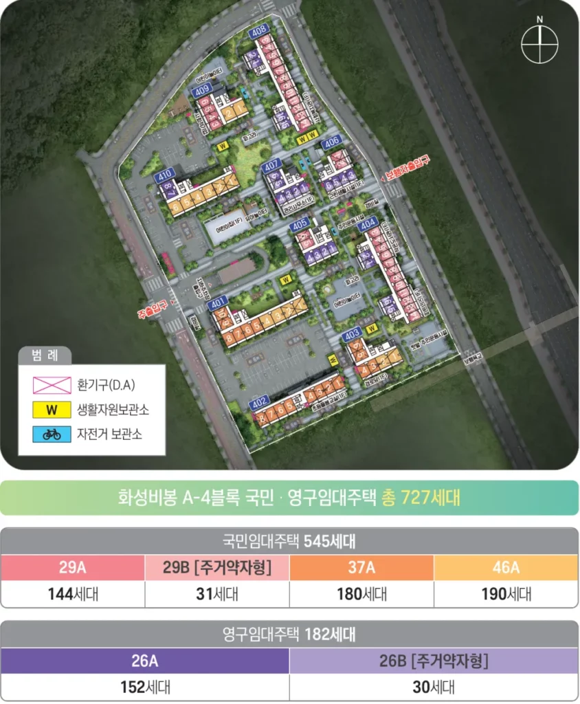 화성비봉A 4블록 단지배치도
